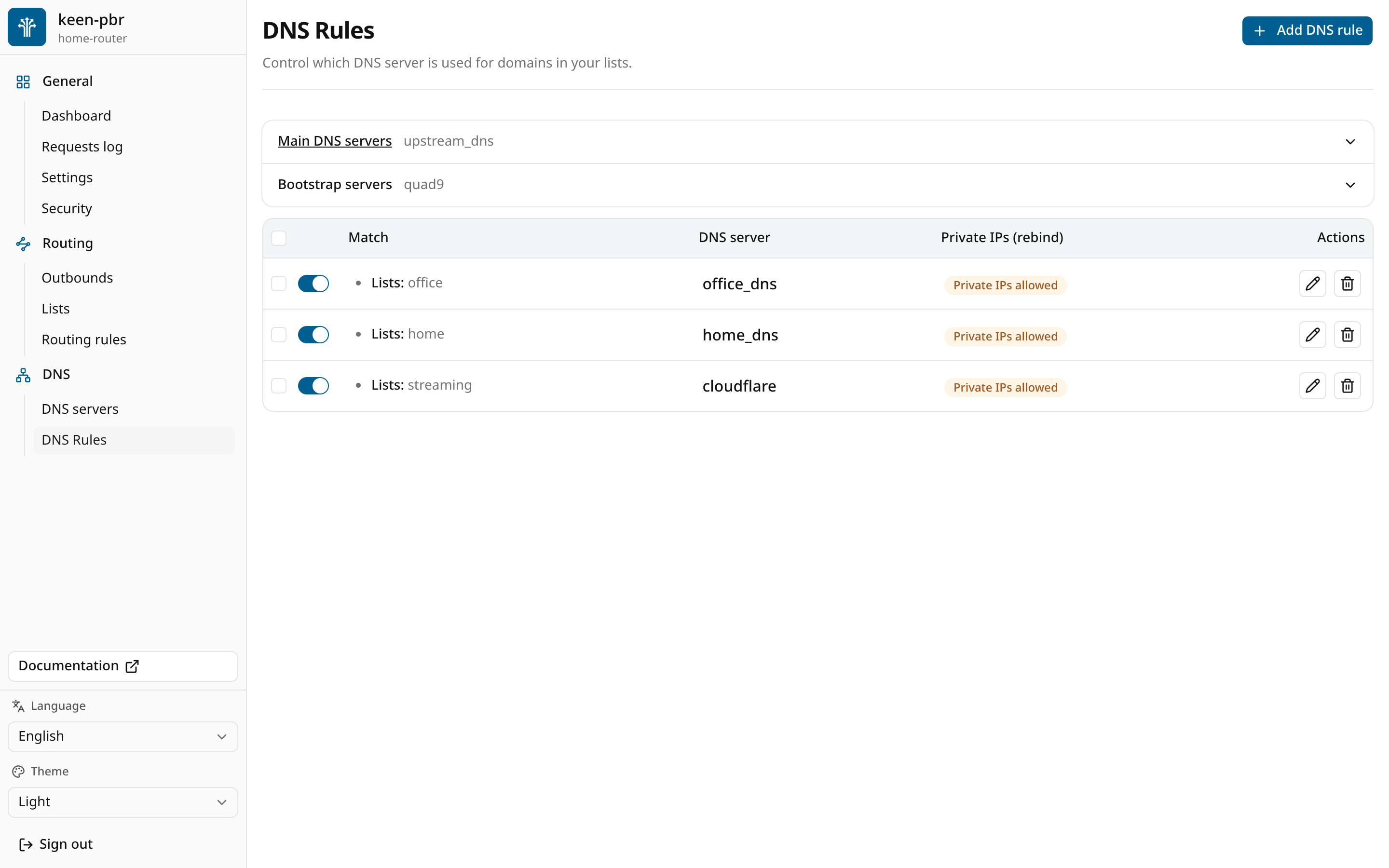 DNS rules — After